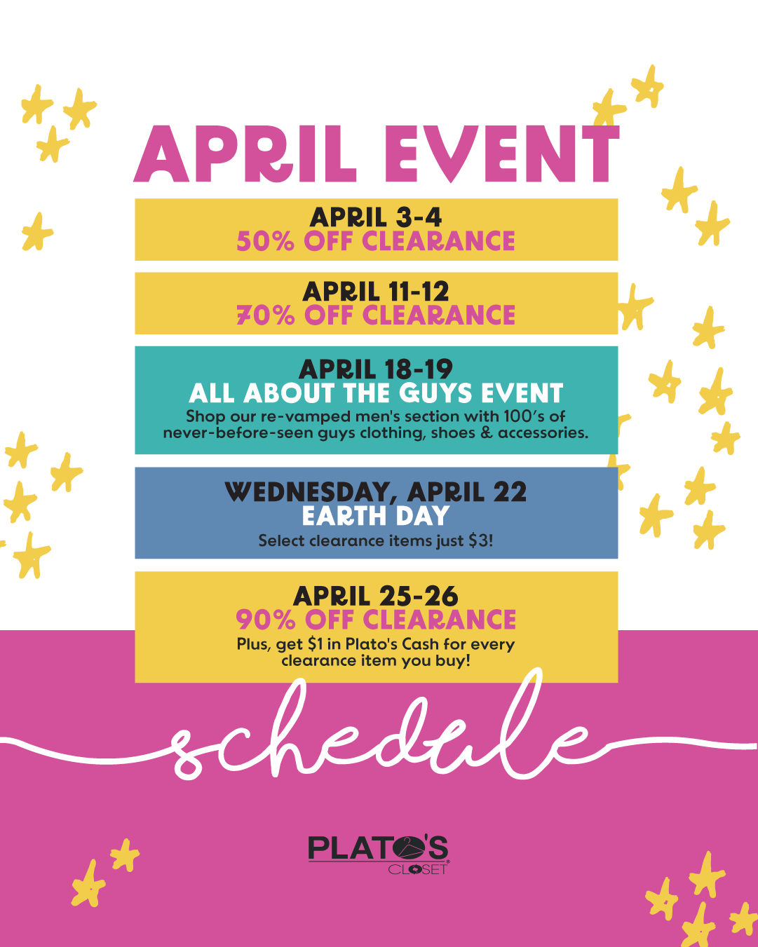 a calendar of all april events
